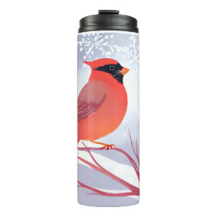 Red Cardinal Beautiful Watercolor Painting Thermal Tumbler