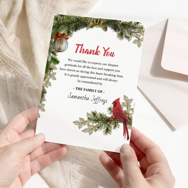 Red Cardinal Bereavement Thank You Note Card (Creator Uploaded)