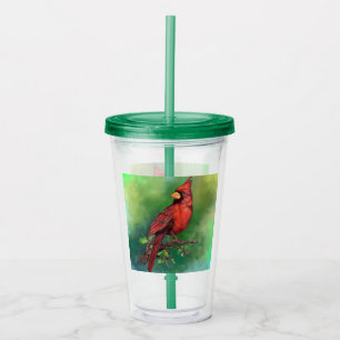 Red Cardinal Bird Acrylic Tumbler