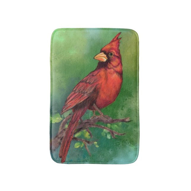 Red Cardinal Bird Bath Mat (Front Vertical)