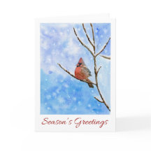 Red Cardinal Bird | carte de Noël aquarelle