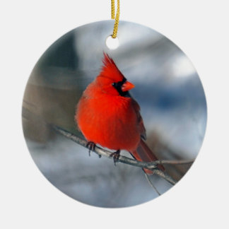 Red Cardinal Bird Ceramic Ornament