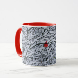 Red Cardinal Bird in Snow Winter Mug Cup