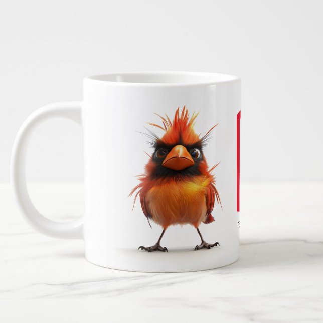 Red Cardinal Bird Large Coffee Mug (Left)