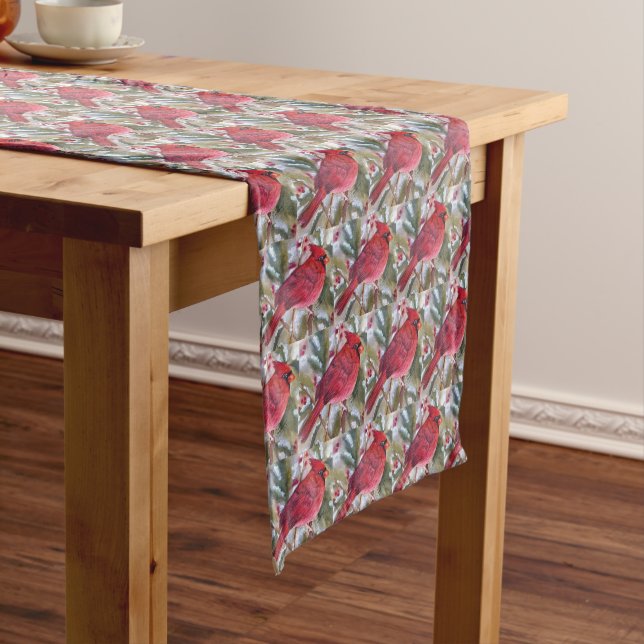 Red Cardinal Bird Medium Table Runner (In Situ)