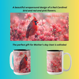 Red Cardinal bird mother's day Two-Tone Coffee Mug