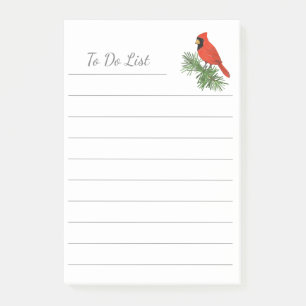 Red Cardinal Bird on Pine Tree Post-it Notes