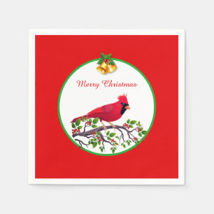 Red Cardinal Bird on Tree Branch Napkin