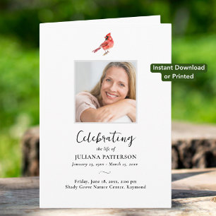 Red Cardinal Bird Photos, Digital Funeral Program