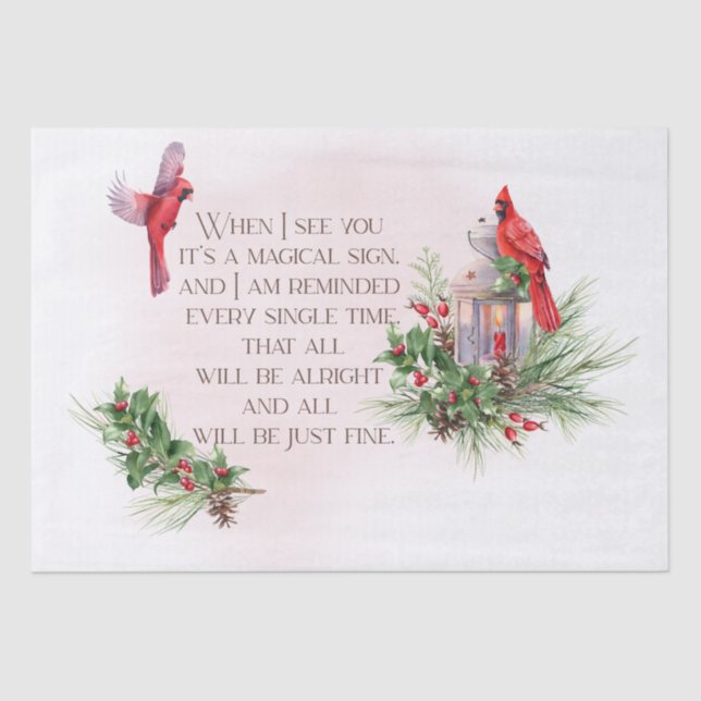 Red Cardinal Bird Remembering You Saying Tissue Paper (Front)