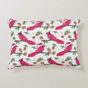 Red Cardinal Bird santa Accent Pillow