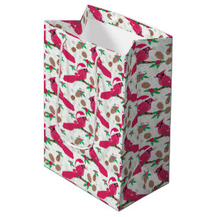 Red Cardinal Bird santa Medium Gift Bag