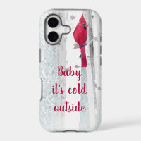 Red Cardinal Bird snowy Birch Tree Fun Quote