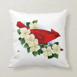 Red Cardinal Bird Throw Pillow
