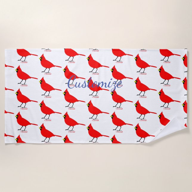 Red Cardinal Bird Thunder_Cove Beach Towel (Front)