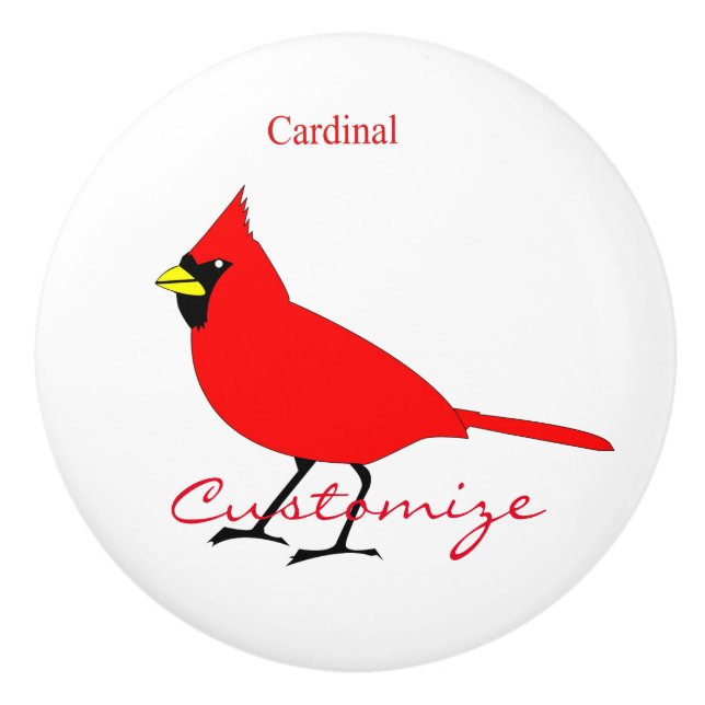Red Cardinal Bird Thunder_Cove Ceramic Knob (Front)