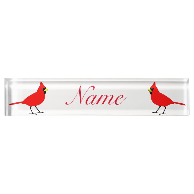 Red Cardinal Bird Thunder_Cove Nameplate (Front)