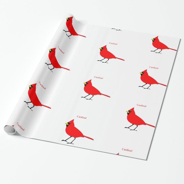 Red Cardinal Bird Thunder_Cove Wrapping Paper (Unrolled)