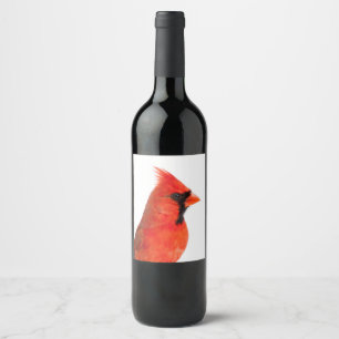 Red Cardinal Bird Wine Label