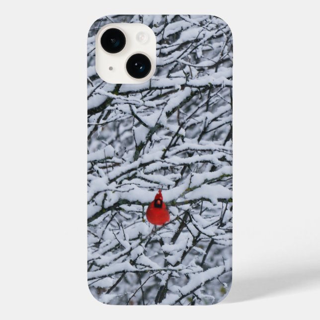 Red Cardinal Bird Winter Snow Phone Case Art (Back)