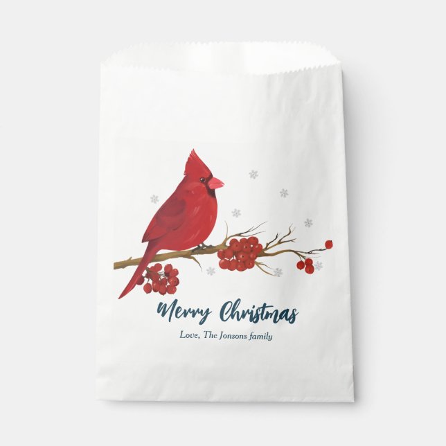 Red Cardinal Birthday Christmas  Favour Bag (Front)