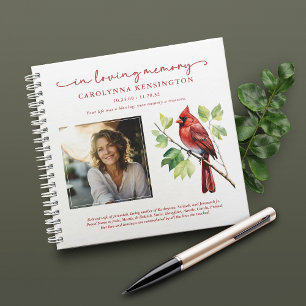 Red Cardinal Celebration of Life Funeral Guestbook Notebook