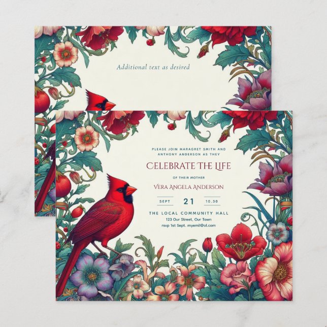 Red Cardinal Celebration of Life Funeral Memorial  (Front/Back)