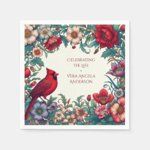 Red Cardinal Celebration of Life Funeral Memorial Napkin