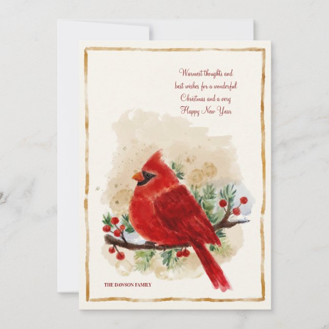 Red Cardinal Christmas Card (Front)