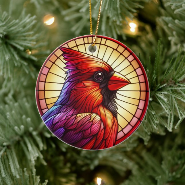 Red Cardinal Christmas Ceramic Ornament (Tree)