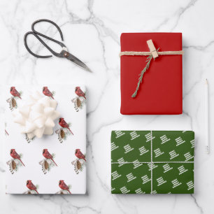 Red Cardinal Christmas Packaging Coordinated Wrapping Paper Sheet
