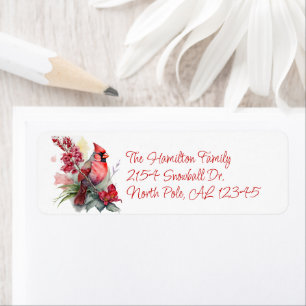 Red Cardinal Christmas Return Address
