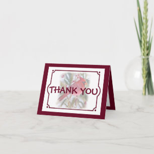 RED CARDINAL CHRISTMAS THANK YOU CARD