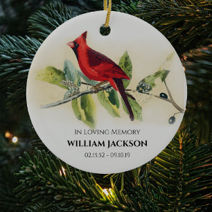 Red Cardinal Christmas Tree Ceramic Ornament