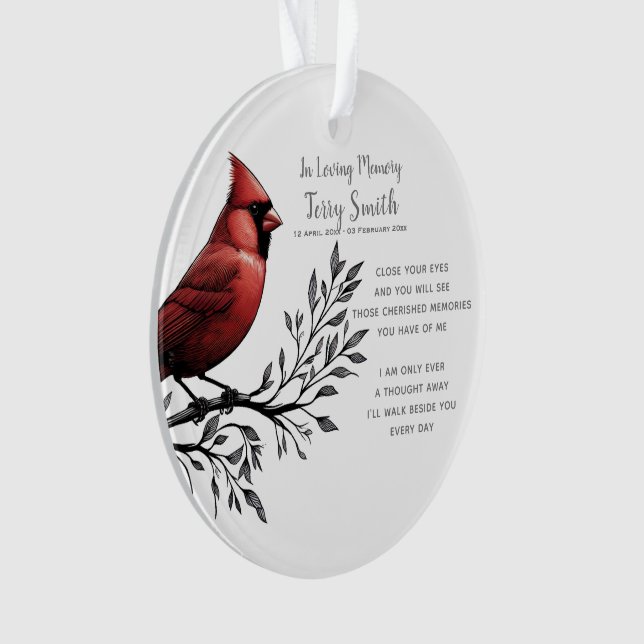 Red Cardinal Funeral / Memorial Ornament (Front)