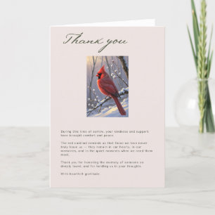 Red Cardinal Funeral Memorial Thank You Card
