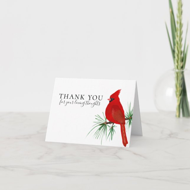 Red Cardinal Funeral Thank You Card (Front)