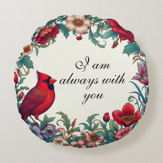 Red Cardinal Gifts Sympathy Keepsake Memorial Round Pillow (Front)