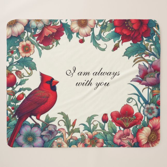 Red Cardinal Gifts Sympathy Keepsake Memorial Sherpa Blanket (Front (Horizontal))