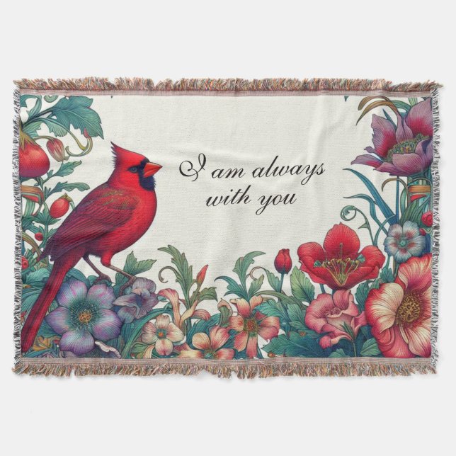 Red Cardinal Gifts Sympathy Keepsake Memorial Throw Blanket (Front)
