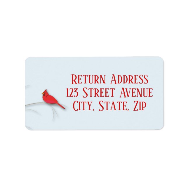 Red Cardinal Holiday Mailing Label (Front)