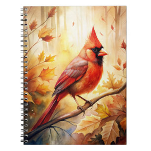 Red Cardinal in Autumn Fall Notebook