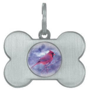 Red Cardinal in the Blizzard Pet ID Tag
