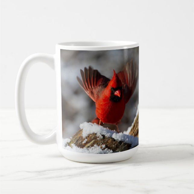 Red Cardinal in the Snow Coffee Mug (Left)