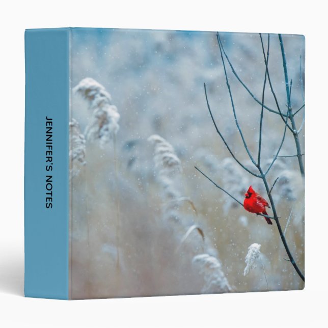 Red Cardinal in Winter Nature Photo Christmas Binder (Front/Spine)