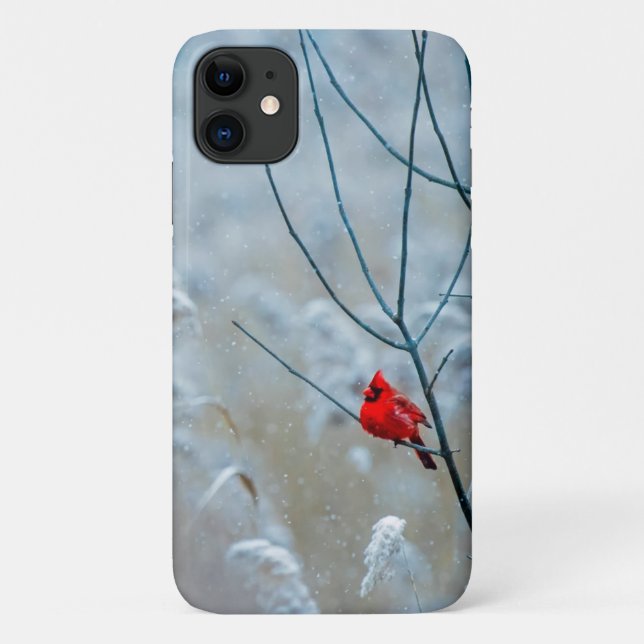 Red Cardinal in Winter Nature Photo Christmas Case-Mate iPhone Case (Back)