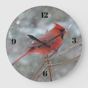 Red Cardinal Large Clock