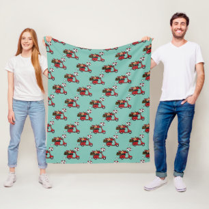 Red Cardinal Lovers on Scooter Fleece Blanket