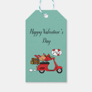Red Cardinal Lovers on Scooter Gift Tags
