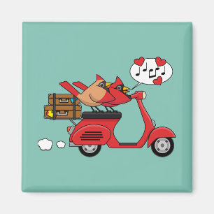 Red Cardinal Lovers on Scooter Magnet